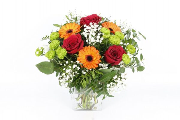 CAPRICHO Ramo primaveral con 3 rosas rojas