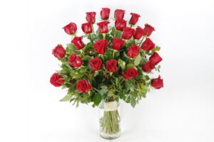 Ramo de condolencias de 25 rosas rojas de tallo largo