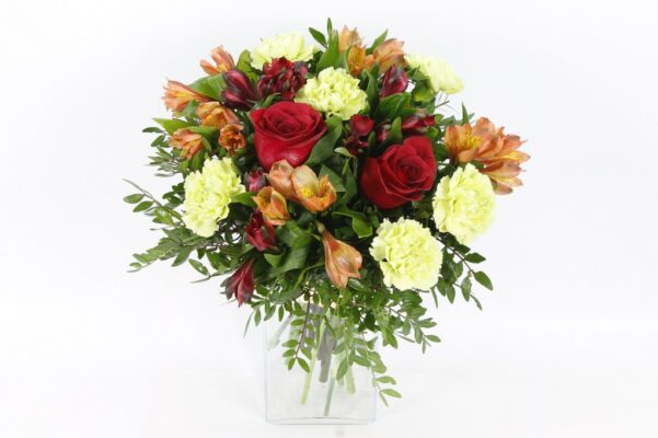 MOMENTOS Ramo multicolor con rosas rojas